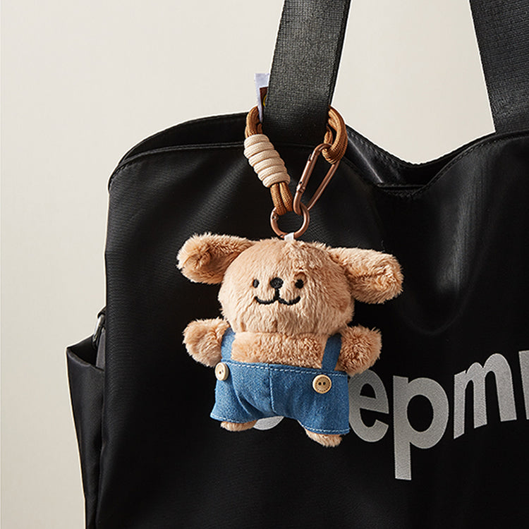Cute Denim Overalls Dog Plush Keychain
