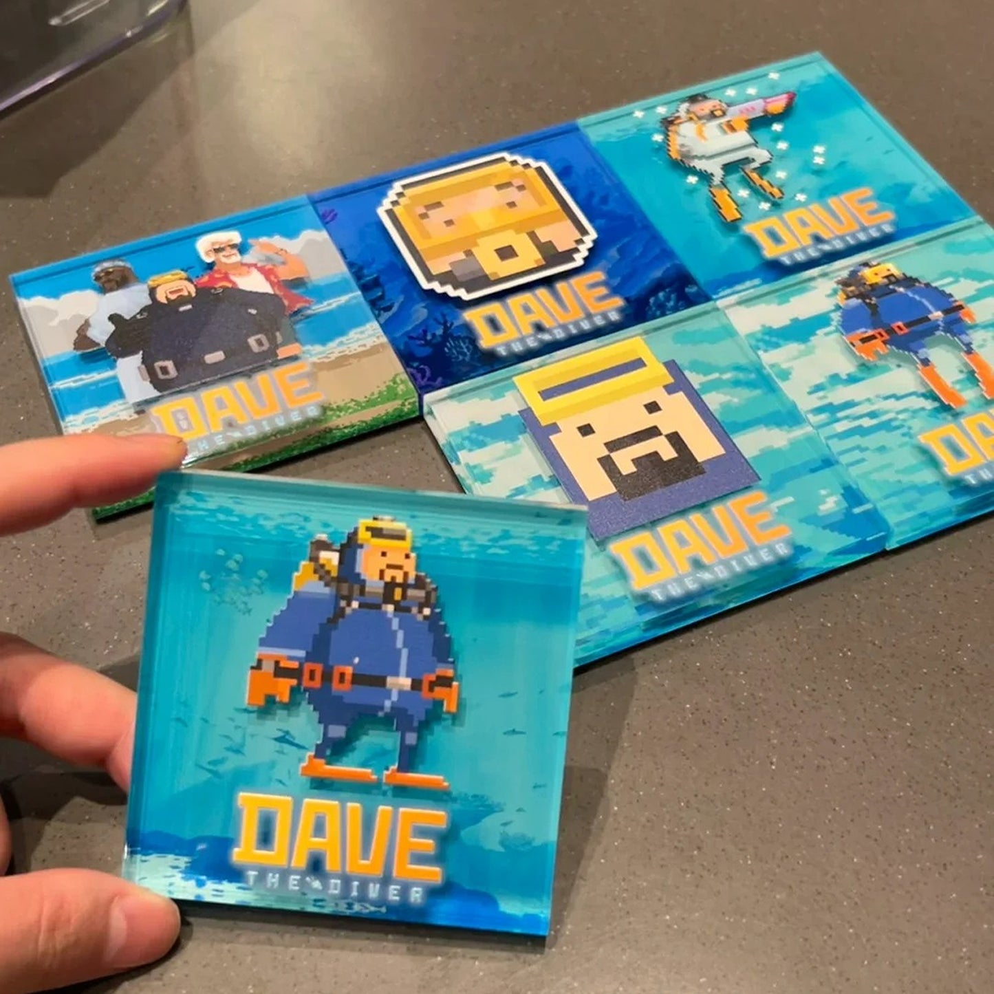 DAVE THE DIVER Acrylic Fridge Magnet Set - 3D Relief Collectible for Fans