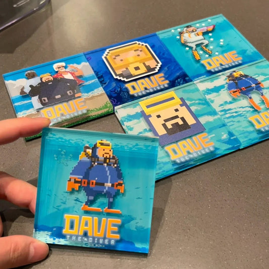 DAVE THE DIVER Acrylic Fridge Magnet Set - 3D Relief Collectible for Fans